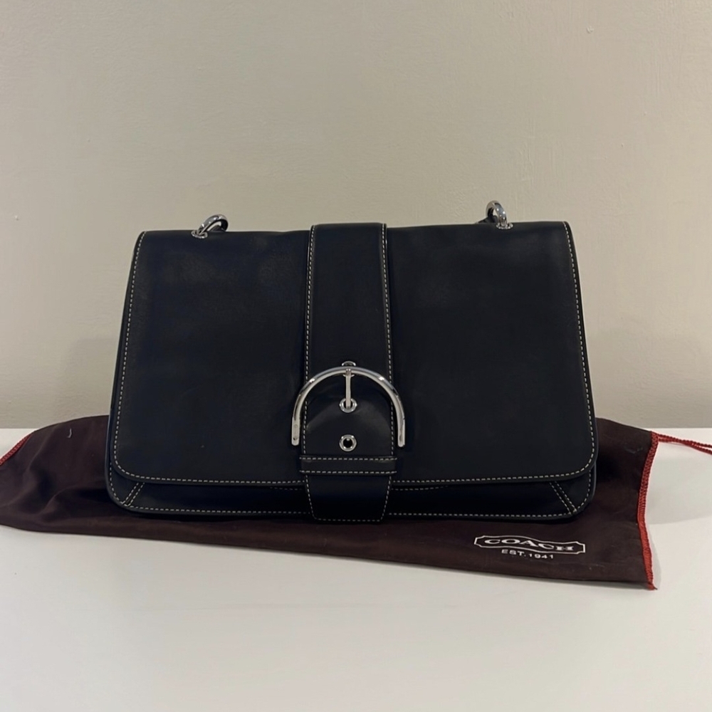 Coach Black Leather Shoulder Bag